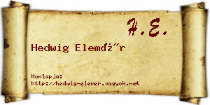 Hedwig Elemér névjegykártya